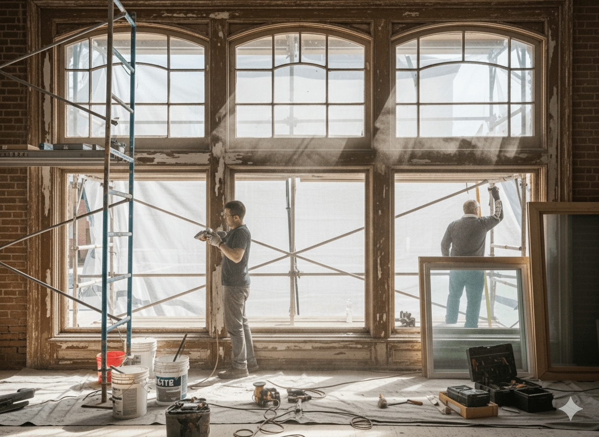 Rénovation complète de fenêtres anciennes du 19ème siècle